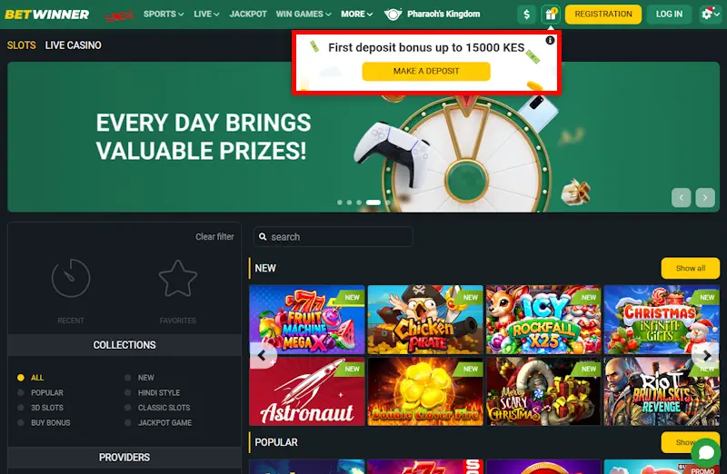 Betwinner Casino and Slots and Welcome Bonus Screenshot